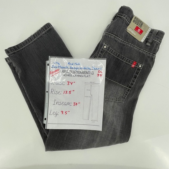 Southpole Baggy Wide Leg Jeans Mens 34x30 Faded Black Y2K Hip Hop Red Tab Vtg. - Picture 12 of 12